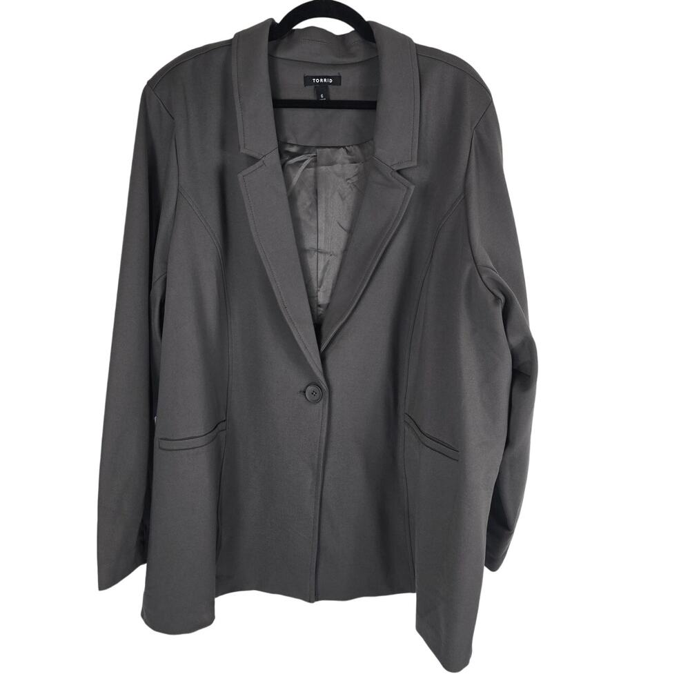 Torrid Gray Women's Work Business Lined Blazer Jacket 6 - 6X